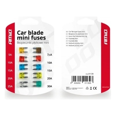 AMIO autopojistky 10ks blistr Mini