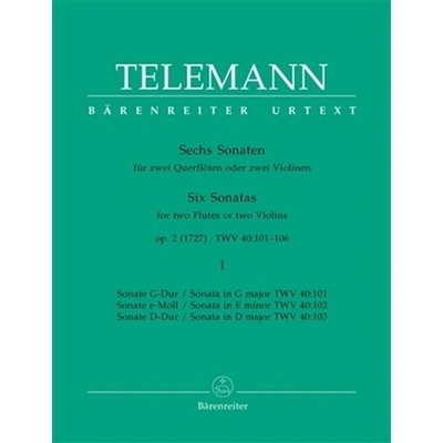Šesť sonát pre dve flauty alebo dvoje husle zväzok 1 op. 2 Georg Philipp Telemann