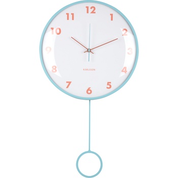 Karlsson Cheeky Dome стенен часовник с махало, пастелно син (KA6058LB)