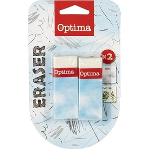 Optima Ластик optima с хартиен калъф 2бр/блистер 100020 (100020)