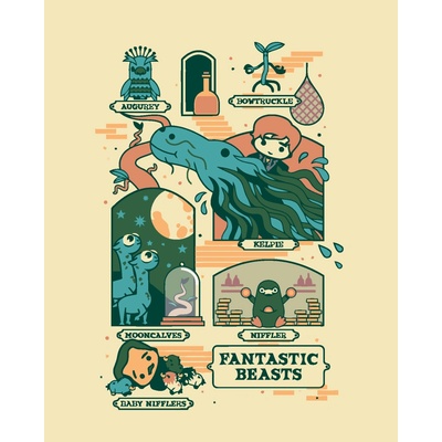 ZUTY Malování podle čísel PLAKÁT KRESLENÝ LIST TVORŮ FANTASTICKÁ ZVÍŘATA Rozměr 40 x 50 cm Rámování vypnuté plátno na rám