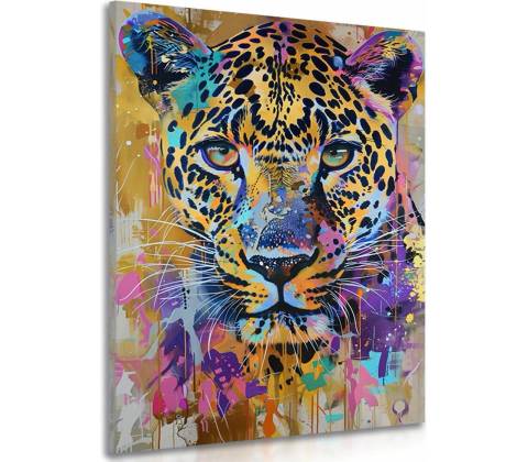 Obraz leopard s imitáciou maľby