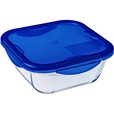 PYREX Dóza na potraviny s tesniacim vekom štvorcová sklo číre 16 x 16 x 6 cm 0,8 l