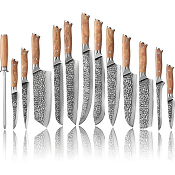 HARAHU Комплект кухненски ножове дамаск za-37486 - Кафяв kp37486 (za-37486)