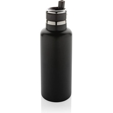 Hydro z RCS Termo fľaša recyklovanej nerezovej ocele so slamkou čierna 600 ml