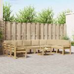 vidaXL Комплект дивани за открито 11 бр. Бяло и Бежово (3388327)