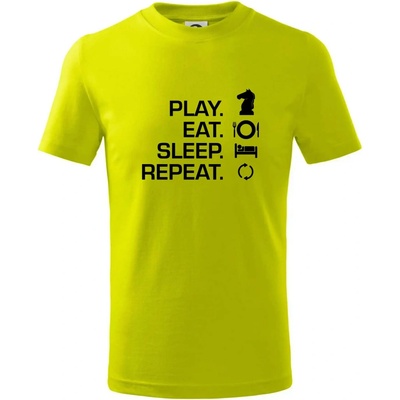 Eat sleep play šach tričko detské limetková