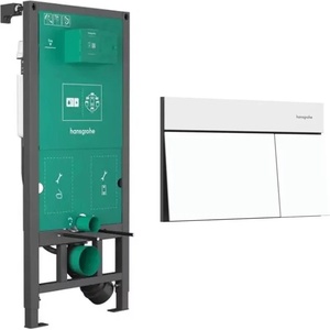 Hansgrohe Казанче за вграждане Hansgrohe iFrame 112 см за конзолна тоалетна чиния и бутон iFrame Element E, матово бяло (01022180+66003700)