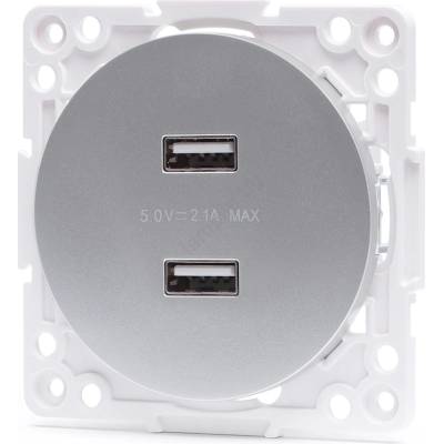 Aigostar - безрамкова USB захранваща розетка 2x USB-A сребриста (AI2912)