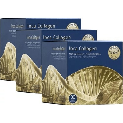 Inca Collagen Trojmesačná kolagénová kúra + vit.C&D Collagen prášok 3 x 30 vreciek + Vit.D3 3 x 30 kapsúl + Vit.C 3 x 30 tabliet