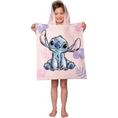 Jerry Fabrics plážová osuška pončo Lilo a Stitch Pink 50 x 115 cm