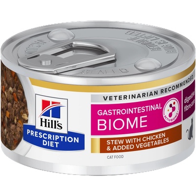 Hill's PRESCRIPTION DIET Gastrointestinal Biome Stew - котки с храносмилателни разстройства, запек, колит - консерва задушено със зеленчуци 82gr