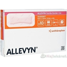 Allevyn Gentle Border Lite Krytie na rany 8 x 15 cm adhezívne penové krytie so silikónovým gélom 10 ks