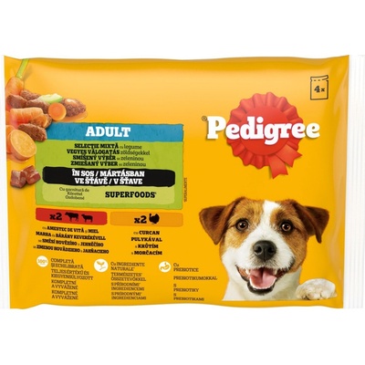 Pedigree Adult hovädzina jahňa morčacie v šťave 4 x 100 g