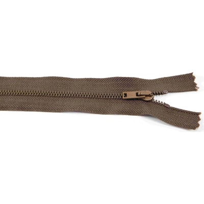 Nedeliteľný kovový starokovový zips č.3 viac farieb - dĺžka (10 - 20 cm) 18 cm Hnedá