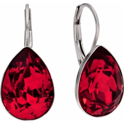 Swarovski Elements Pear Stříbrné náušnice visací červené slzičky, kapky 31305.3