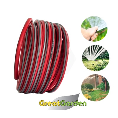Great Garden Маркуч градински трислоен 1"-25мм 50м Great Garden, Red (9700230)