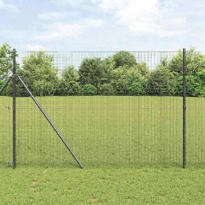 Oplocení drátěný plot s 13 sloupky šedý 1,5x25m Ocel