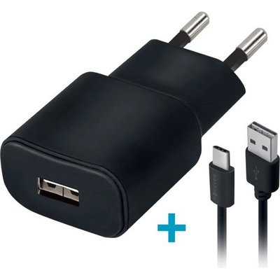 Forever Зарядно устройство Forever - TC-01, USB-A, кабел USB-C, 2A, черно (GSM032681)
