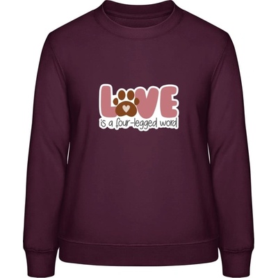 AWDis Sweat mikina Design s tématem Pes a Láska Purpurovočervená