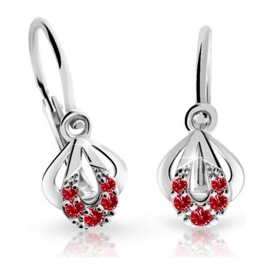 Danfil dětské náušnice C2270 z bílého zlata s kamínky Ruby Dark