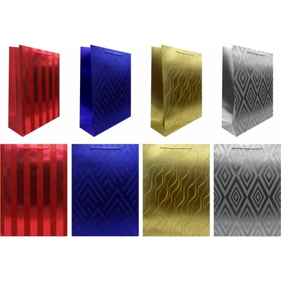 Dárková taška metalická XL 40x30x12cm - 4 barvy