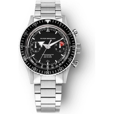 Nivada Grenchen Chronomaster White Broad Arrow Inter. Bezel Manual Bracelet Flat Link