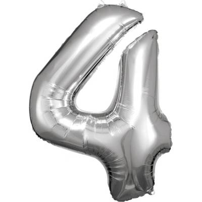 Amscan Fóliové číslo 4 stříbrné 88 cm