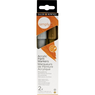 Daler-Rowney Simply Acrylic Marker Комплект акрилни маркери 2 - 3 mm Gold and Silver 2 x 5, 3 ml (126300918)
