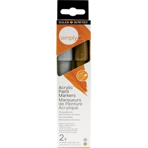 Daler-Rowney Simply Acrylic Marker Комплект акрилни маркери 2 - 3 mm Gold and Silver 2 x 5, 3 ml (126300918)