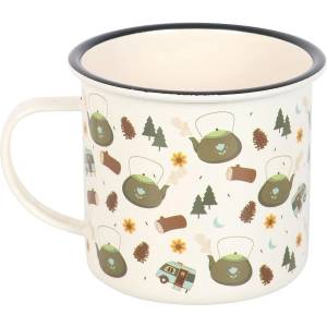 Jones Home & Gift Емайлирано канче Camping Print Enamel Mug