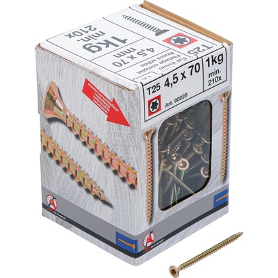 Kraftmann 88028 Viacúčelové skrutky T-profil T20 4,5 x 70 mm 1 kg / 210 ks