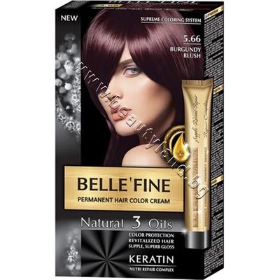 BELLE’FINE Боя за коса Belle'Fine, 5.66 Burgundy Blush, p/n BF-16305.66 - Крем-боя за коса с провитамин B5, бургундово червена (BF-16305.66)