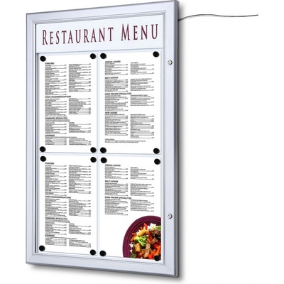 Jansen Display Venkovní uzamykatelná světelná menu vitrína 4 x A4