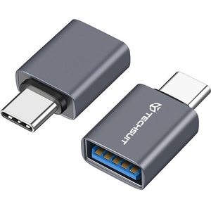 Techsuit - Премиум OTG адаптер SlateVolt (A8) - USB 3.0 към Type-C, 5Gbps, 3A, алуминиева сплав, бърз трансфер на данни - сив