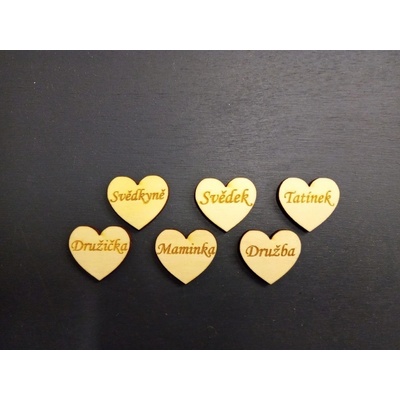 Dřevěná srdíčka na vývazky SPECIÁL 1ks - šířka 25mm – Hledejceny.cz