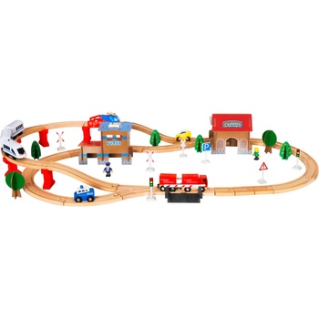 Ginger Home Детско Дървено Влакче ginger home, 88 Части, Локомотив с Батерия, 3+ (w04c048)