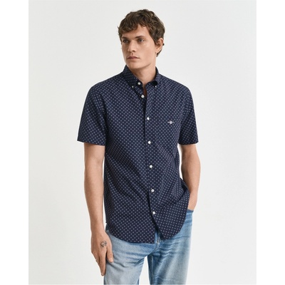 Gant Риза с къс ръкав Gant Men's Micro Print Short Sleeve Shirt - Evening Blue