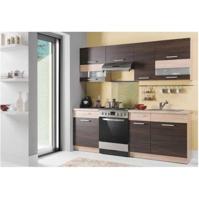 Sconto Kuchynská zostava MAXIMA, 220 cm rijeka tmavá/rijeka svetlá
