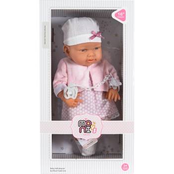 Moni Кукла Moni Toys - С розова рокля и биберон, 41 cm (111924)