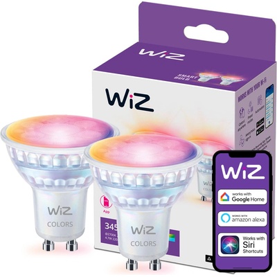 Philips Wiz WiZ 8720169076723 Žiarovka Philips Colors LED GU10, 4,7W, 2200-6500K+RGB, 345lm, 220-240V, biela, 2-set