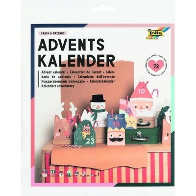 Adventní kalendář "Santa & Friends", papírové sáčky 6 druhů+ příslušenství