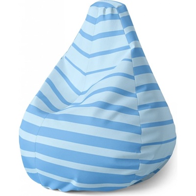 Sablio sedací vak Pear světle modré pruhy 140 x 100 x 25 cm