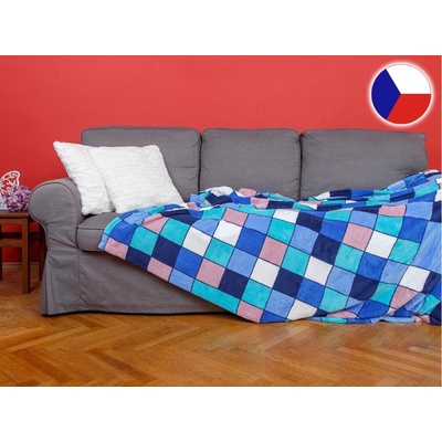 Sleep-well Deka z mikrovlákna tisk Kostka modrá 150x200