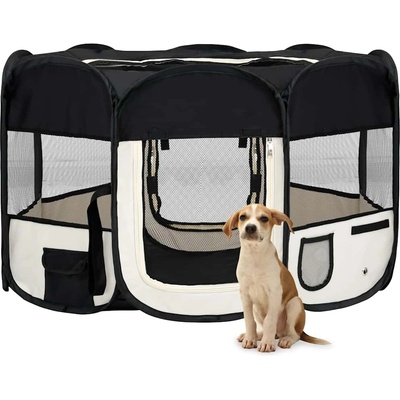 vidaXL Skládací ohrádka pro psy s taškou černá 125 x 125 x 61 cm 9799.171007