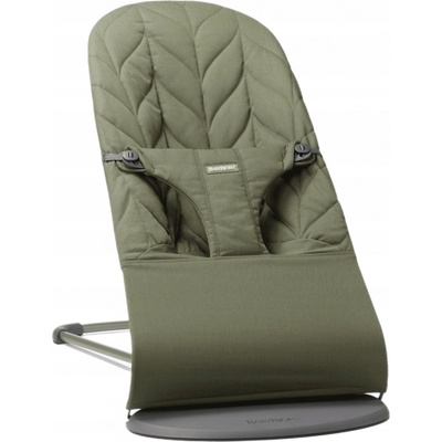 BabyBjörn lehátko Bouncer Bliss Dark green Woven Petal, tmavě šedá konstrukce – Zboží Mobilmania
