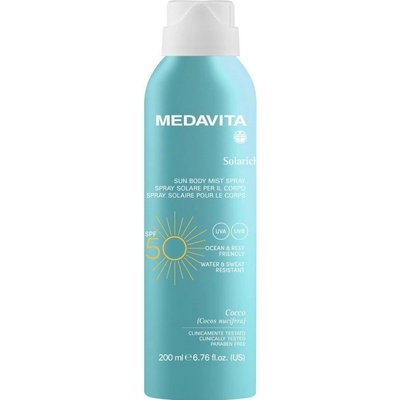 Medavita SOLARICH Sprej SPF50 tělová parfémovaná mlha ultra lehká textura 200 ml