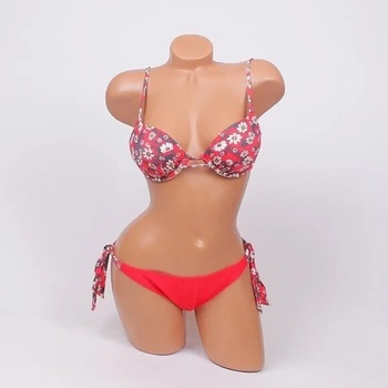 Image 1 of Свеж бански в червено с нежни бели цветя