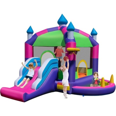 CW Надуваем замък с балдахин, пързалка и баскетболен обръч