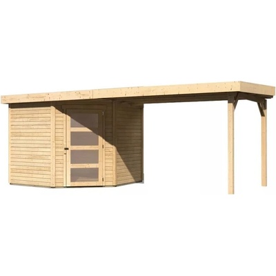 KARIBU SCHWANDORF 5 drevený domček + prístavok 280 cm (77750) 497 x 246 cm, natur LG3914